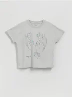 Koszulki dla dziewczynek - Reserved - T-shirt Jak wytresować smoka - jasnoszary - miniaturka - grafika 1