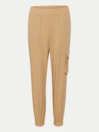 Spodnie damskie - Kaffe Spodnie materiałowe Moria 10552262 Beżowy Relaxed Fit - miniaturka - grafika 1