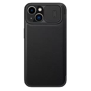 Nillkin Qin Leather Pro Case etui iPhone 14 Plus osłona na aparat kabura pokrowiec obudowa z klapką czarny - Etui i futerały do telefonów - miniaturka - grafika 1