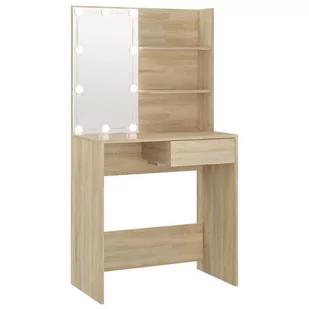 Toaletka z oświetleniem LED, dąb sonoma, 74,5x40x141 cm Lumarko! - Toaletki - miniaturka - grafika 3