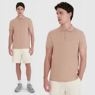 Koszulki męskie - Koszulka Męska 4F Polo Z Kołnierzykiem Regular Beżowa 4FWSS25TPTSM407 L - miniaturka - grafika 1