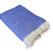 Koce - Koc 100% wełna nowozelandzka 150x200 gładki niebieski - miniaturka - grafika 1