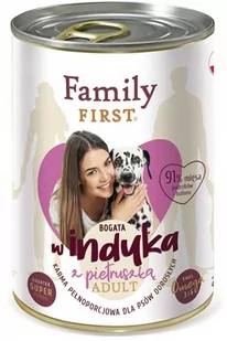 FAMILY FIRST - Mokra karma dla psa dorosłego INDYK Z PIETRUSZKĄ puszka 400g - Mokra karma dla psów - miniaturka - grafika 1