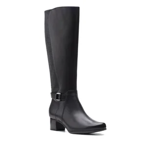Clarks Un Damson Hi [black leather] - rozmiar 37.5 - Kozaki damskie - miniaturka - grafika 1