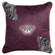 Poszewki na poduszki - Poszewka dekoracyjna 43x43 aksamitna z lamówką kolorowe nocne motyle fiolet - miniaturka - grafika 1