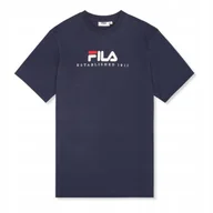 Koszulki męskie - Fila t-shirt męski Valsera Regular Logo T-shirt FAU0225.50004 M granatowy - miniaturka - grafika 1