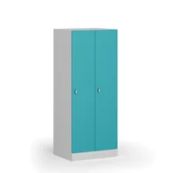 Szafki biurowe - Szafka ubraniowa obniżona, 2 schowki, 1500 x 600 x 500 mm, zamek obrotowy, drzwi zielone - miniaturka - grafika 1