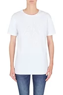 Koszulki i topy damskie - Armani Exchange Damska koszulka, zwijana, z logo, biała, bardzo duża, biały, XL - miniaturka - grafika 1