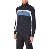 Bluzy męskie - Armani Exchange Męska bluza z bawełny organicznej Tri-Color Mock Neck Zip Up, granatowa/granatowa, rozmiar S, granatowy/True Navy, S - miniaturka - grafika 1