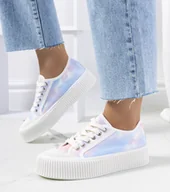 Botki damskie - Niebiesko różowe trampki damskie Steen -39 - miniaturka - grafika 1