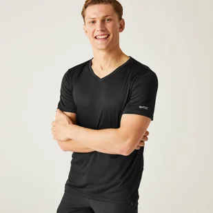 Regatta Męska koszulka Fingal V-Neck Czarny, Rozmiar: S - Koszulki sportowe męskie - miniaturka - grafika 1