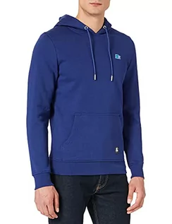 Bluzy męskie - STARTER BLACK LABEL Męska bluza z kapturem Essentials z wyszywanym logo i naszywką z tkaniny, bluza z kapturem i kieszenią na brzuchu, 3 kolory, rozmiar S do XXL, space blue, M - grafika 1