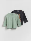 Bluzki dla niemowląt - Reserved - Bawełniany longsleeve 2 pack - ciemnoszary - miniaturka - grafika 1