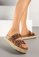 Klapki i japonki damskie - Panterkowe Klapki z Paskami z Klamrami na Platformie z Plecionki Ulrivae - miniaturka - grafika 1