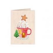 Pozostałe akcesoria świąteczne - Karnet drewniany C6 + koperta Święta Chata - miniaturka - grafika 1