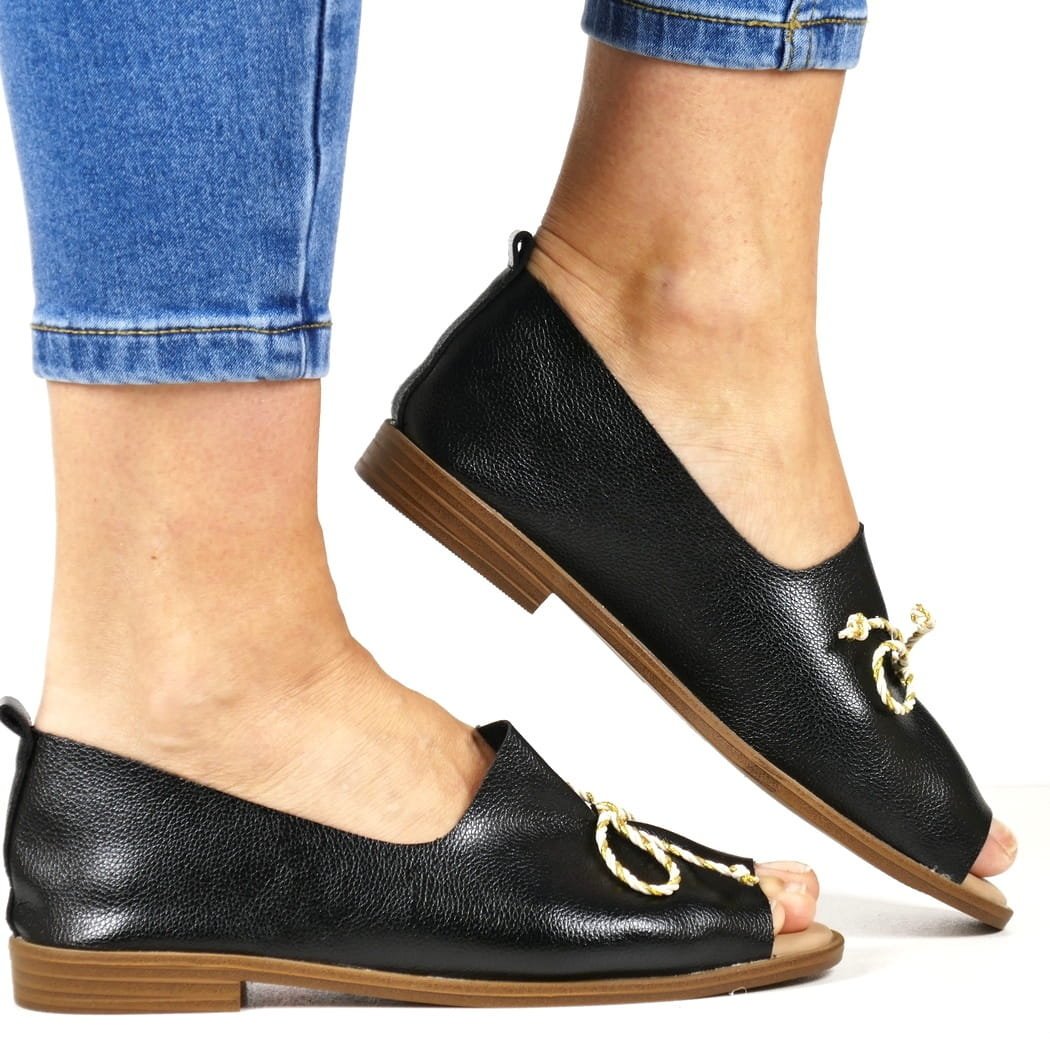 PÓŁBUTY Z ODKRYTYMI PALCAMI SEASTAR 556 CZARNE, 38, 25,0cm