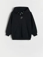 Bluzki dla dziewczynek - Reserved - Bluza dresowa z kokardkami - czarny - miniaturka - grafika 1