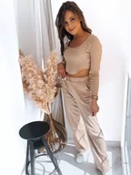 Dresy damskie - Komplet damski EMILIO jasnobeżowy Dstreet AY0857-S - miniaturka - grafika 1