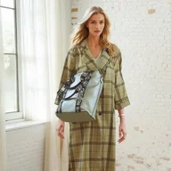 Torebki damskie - Torebka Damska Worek Shopperka srebrna - miniaturka - grafika 1