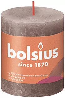 Świece - Bolsius Rustykalne świece pieńkowe Shine, 6 szt., 80x68 mm, taupe Sfeerpunt - grafika 1