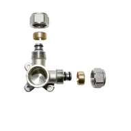 Łączniki, trójniki, kształtki - Kolanko przelotowe do armatury, do montażu na ścianie 16x1/2"x16 Invena Prov - miniaturka - grafika 1