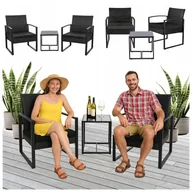 Meble ogrodowe - MEBLE OGRODOWE RATTANOWE ZESTAW COMO ANTRACYT 2 OSOBOWY 2 FOTELE STOLIK - miniaturka - grafika 1