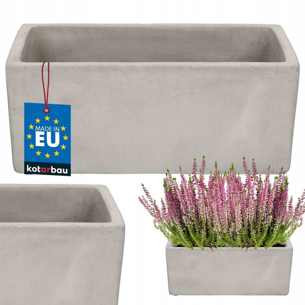 DONICZKA CERAMICZNA RYNNOWA BETON ARCHITEKTONICZNY 22CM NA KWIATY DEKORACJA