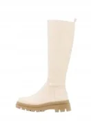 Kozaki damskie - RUBI BEŻOWE KLASYCZNE KOZAKI NA KLOCKU Z GRUBĄ PODESZWĄ 36 4BA - miniaturka - grafika 1