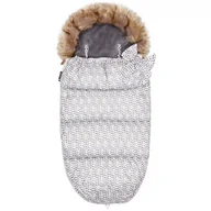 Śpiworki dla dzieci - Śpiworek Do Wózka 4W1, Śpiwór Z Futerkiem Do Sanek, Gondoli 90 Cm Biały W Brązowe Kropki - miniaturka - grafika 1