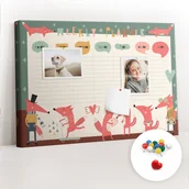 Tablice i flipcharty - Szkolna Tablica korkowa 60x40 cm, Kolorowe Pinezki, wzór Tygodniowy planer dla dzieci - miniaturka - grafika 1