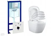Miski WC - GROHE 38827000+39206000+39330001 Euro Ceramic Miska WC wisząca 49 cm + deska wolnoopadająca + stelaż 5w1 - miniaturka - grafika 1