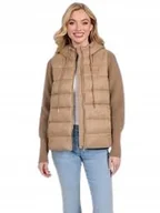 Kurtki damskie - GUESS KURTKA DAMSKA PIKOWANA Z KAPTUREM BEŻOWA L 2CB - miniaturka - grafika 1