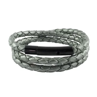 König Design skórzany naszyjnik skórzany pasek skórzana bransoletka 3 mm męski naszyjnik 17 cm - 100 cm pleciony, długość: 50 centymetrów, kolor: szary metalik - Naszyjniki męskie - miniaturka - grafika 1