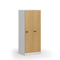 Szafki BHP - Szafa ubraniowa obniżona 2-drzwiowa, 1500 x 600 x 500 mm, zamek mechaniczny z kodem, drzwi laminowane, buk - miniaturka - grafika 1