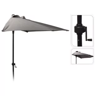 Koopman ProGarden Półokrągły parasol 250 cm, ciemnoszary - Parasole ogrodowe - miniaturka - grafika 1