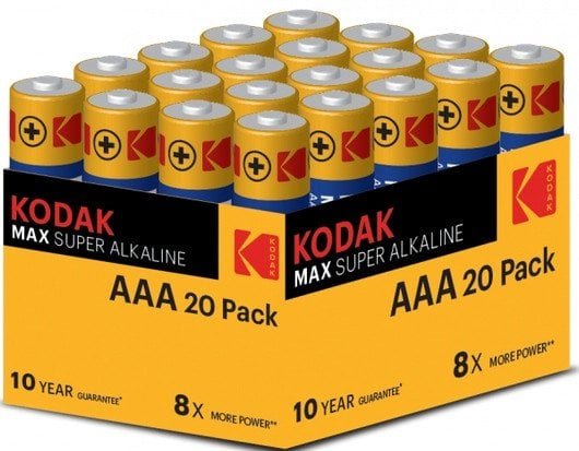 Bateria jednorazowa alkaliczna, paluszek, AAA, 1.5V, Kodak, blistr, 20-pack, KOD-LR3MAXBL8, Alkaline Max