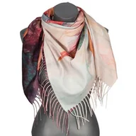 Apaszki i szaliki damskie - Chusta damska przejściowa KWIATEK na prezent z frędzlami RCC15-6 miętowy - miniaturka - grafika 1