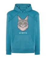 Bluzy damskie - Bluza z kapturem Maine Coon Szary Personalizowana Kot Jasnoniebieski M - miniaturka - grafika 1