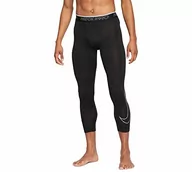 Legginsy - Nike Męskie legginsy M NP DF 3QT Tight legginsy, czarne/białe, S - miniaturka - grafika 1