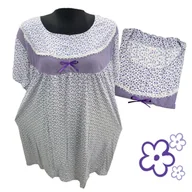 Bielizna nocna - KOSZULA NOCNA BAWEŁNA 100% KWIAT prezent krótki rękaw fiolet 58 60 9XL - miniaturka - grafika 1