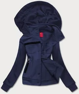 Bluzy damskie - KRÓTKA BLUZA ROZPINANA DAMSKA GRANATOWA (AMG-63) - LHD - miniaturka - grafika 1