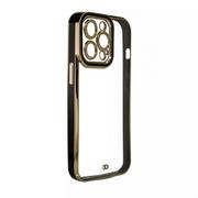 Etui i futerały do telefonów - Fashion Case etui do iPhone 13 Pro żelowy pokrowiec ze złotą ramką czarny - miniaturka - grafika 1