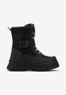 Śniegowce damskie - Czarne Śniegowce na Grubej Podeszwie na Rzep Willandra - miniaturka - grafika 1