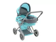 Wózki dla lalek - Wózek głęboki dla lalek, mieta w białe kropki 534001 - miniaturka - grafika 1