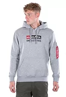 Bluzy męskie - ALPHA INDUSTRIES Męska bluza z kapturem z logo Alpha Block, szary (Grey Heather), XXL - miniaturka - grafika 1