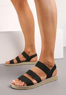 Sandały damskie - Czarne Sandały z Dwoma Elastycznym Paskami Lenamida - miniaturka - grafika 1