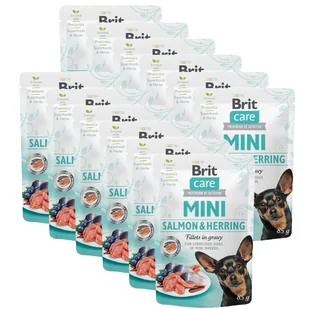 Brit Care Mini Salmon & Herring fillets in gravy 12x85g - Mokra karma dla psów - miniaturka - grafika 1