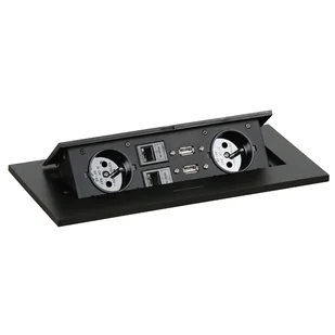 Port blatowy TYP III - wpuszczany, 2 gniazda, 2x port USB, 2x RJ45 port, czarny - Gniazdka elektryczne - miniaturka - grafika 1