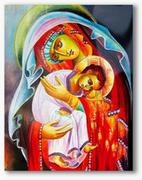 Ikony i obrazy sakralne - Matka Boża z Dzieciątkiem, nowoczesny abstrakcyjny obraz religijny plexi - miniaturka - grafika 1