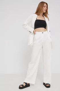 Spodnie damskie - Answear Lab Lab spodnie damskie kolor biały szerokie high waist - grafika 1